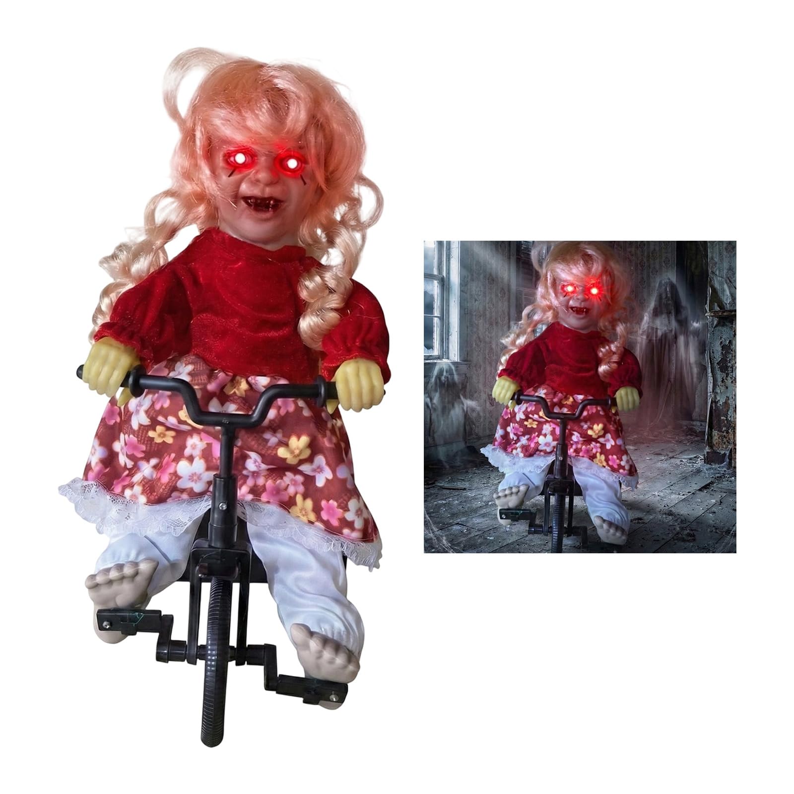 Unheimliche Halloween-Display-Figur, Fahrradschädel