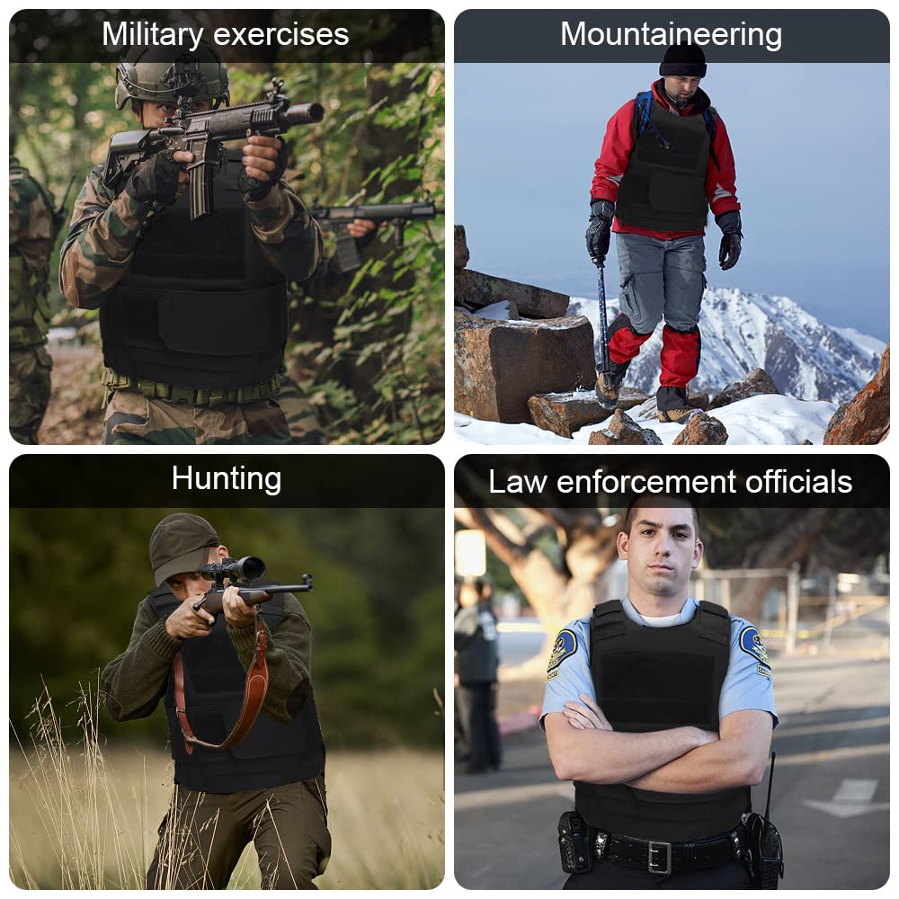 mizikuu Chaleco Táctico Militar, Chaleco Multifuncional unisex Chaleco Anticorte Antipuñaladas para Pesca Caza Senderismo Safari Trabajo Entrenamiento, Talla única, Negro