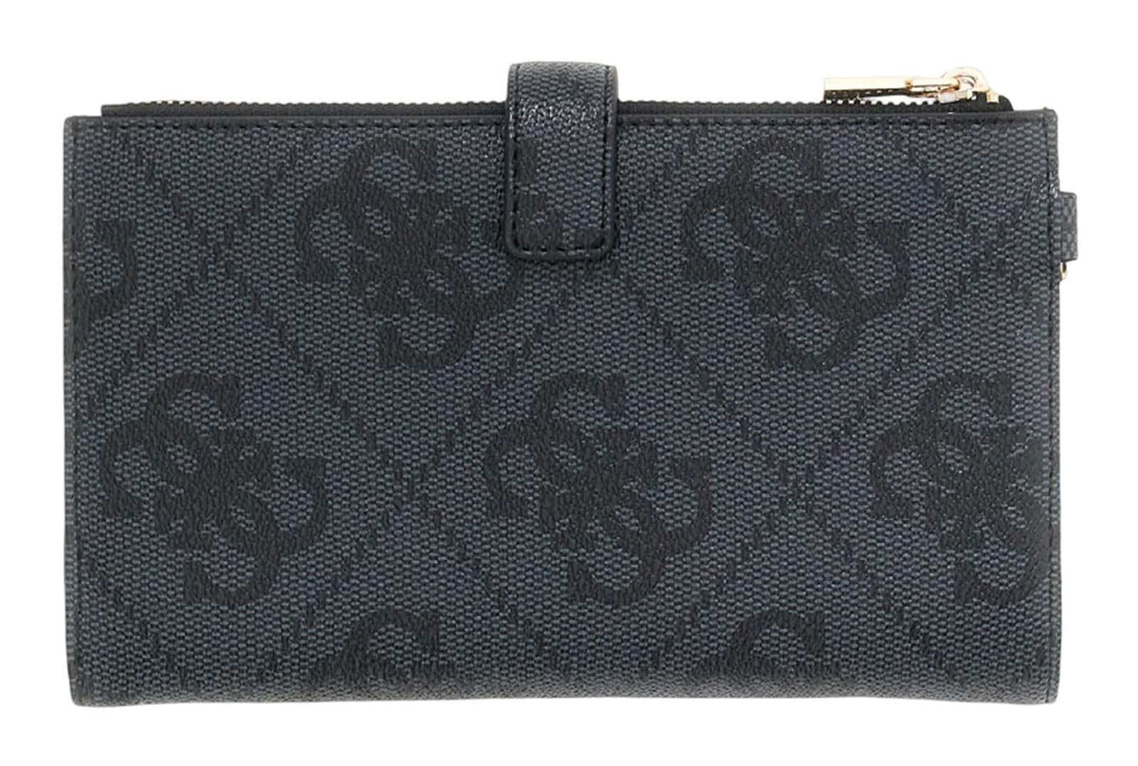 GUESS portafoglio Laurel II SLG Double Zip Organizer Coal Logo grigio scuro
