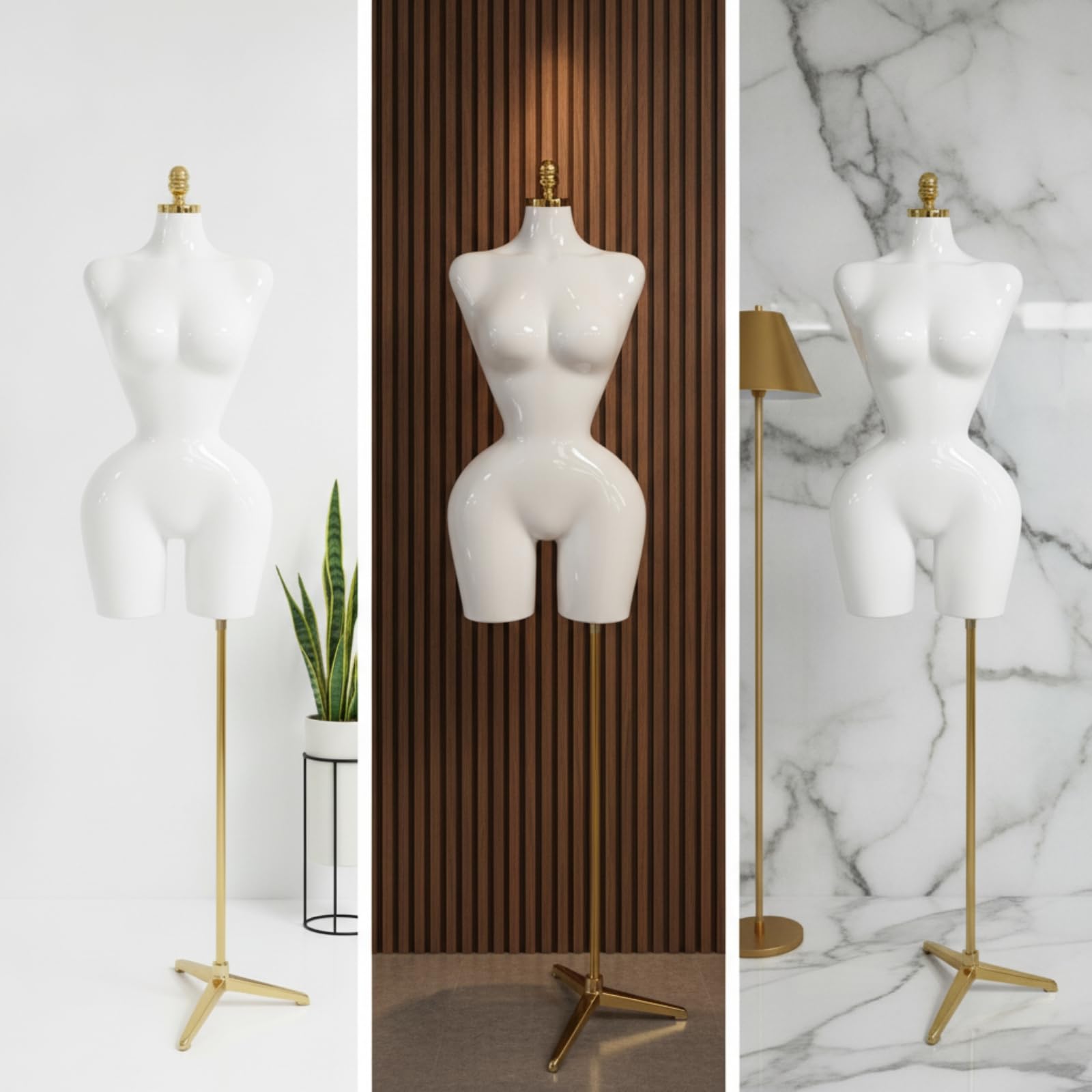 Frauen Schaufensterpuppe Torso Damen Büste Schneiderpuppe Figurine Modepuppe mit Fein Polierter Oberfläche zur Hervorhebung von Details für , Cremeweiß Etwas Gelblicher