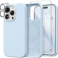 Vista 147 de GONEZ Funda de silicona para iPhone 14 Pro Max, compatible con MagSafe, con protector de pantalla + protector de lente de cámara, silicona líquida a