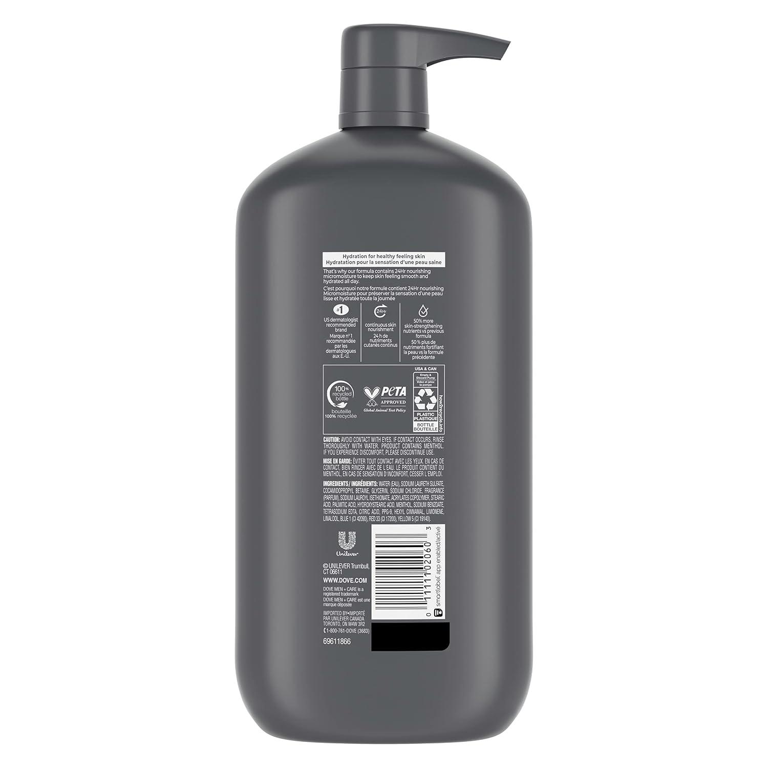 Dove Men+Care Body and Face Wash Refreshing Extra Fresh Body Wash for Men with 24-Hour Nourishing Micromoisture Technology, 30 oz