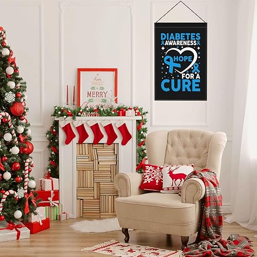 Miniatura 2 de Bandera de jardín de concientización sobre la diabetes Hope For A Cure de 12 x 18 pulgadas, banderas de jardín de doble cara para decoración de