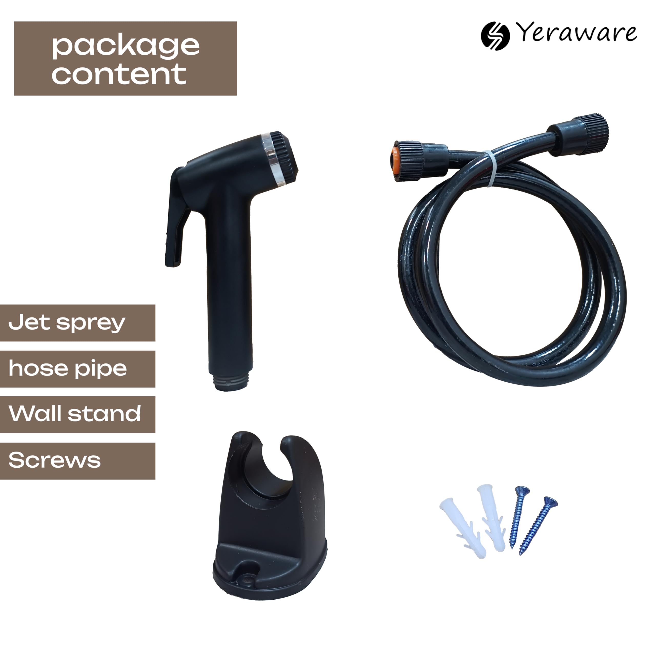 YERAWARE Handheld Jet Spray with Hose Pipe, Wall Stand & Screws | High Pressure Toilet Bidet Sprayer Set | Multipurpose Bathroom Hand Spray (39 Inch) 3