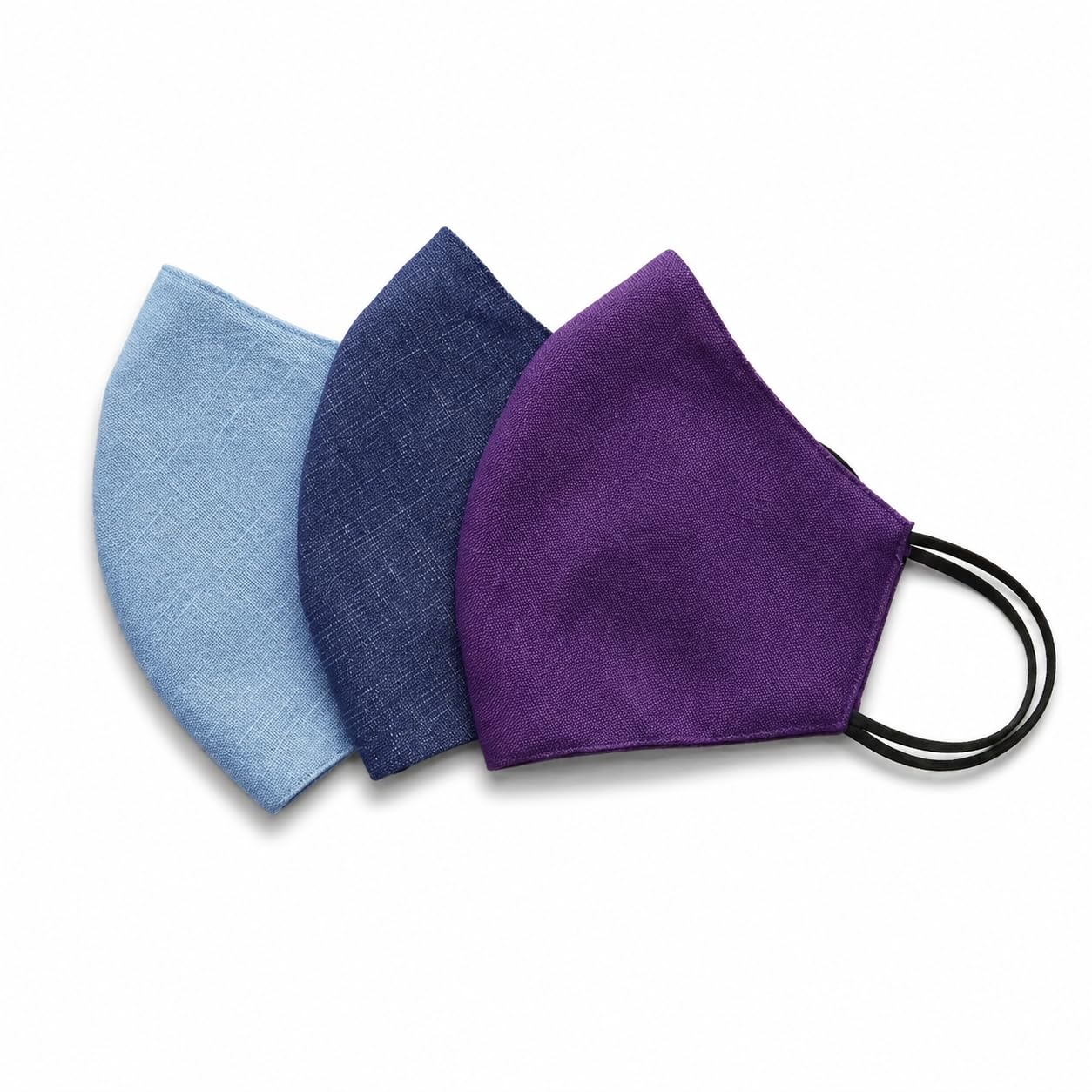 Xtore Cotton Reuseable Face Mask (Light Blue, Violet, & Dark Blue, Without Valve, Pack of 3) for Unisex-image-3