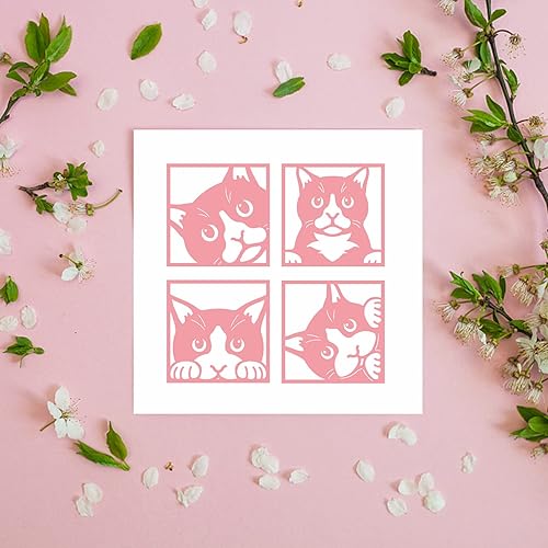 Miniatura 4 de BENECREAT 6 estilos de troqueles de metal para gatos, plantillas de corte de gato para manualidades, álbumes de recortes, álbumes de tarjetas,