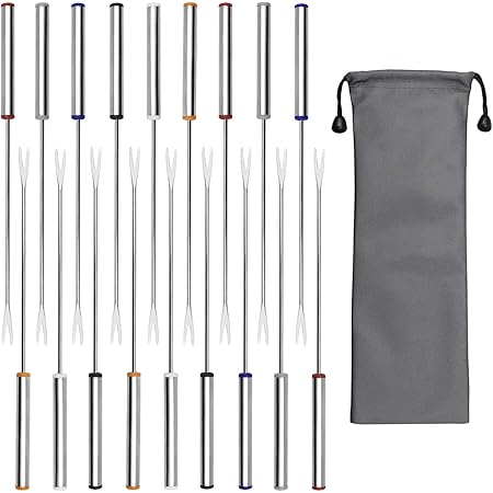 6pcs/Set Fondue Sticks, Smores Sticks, Stainless Steel Fondue Forks With Heat Resistant Handle For Roast Meat Chocolate Dessert Cheese Marshmallows - View #8
