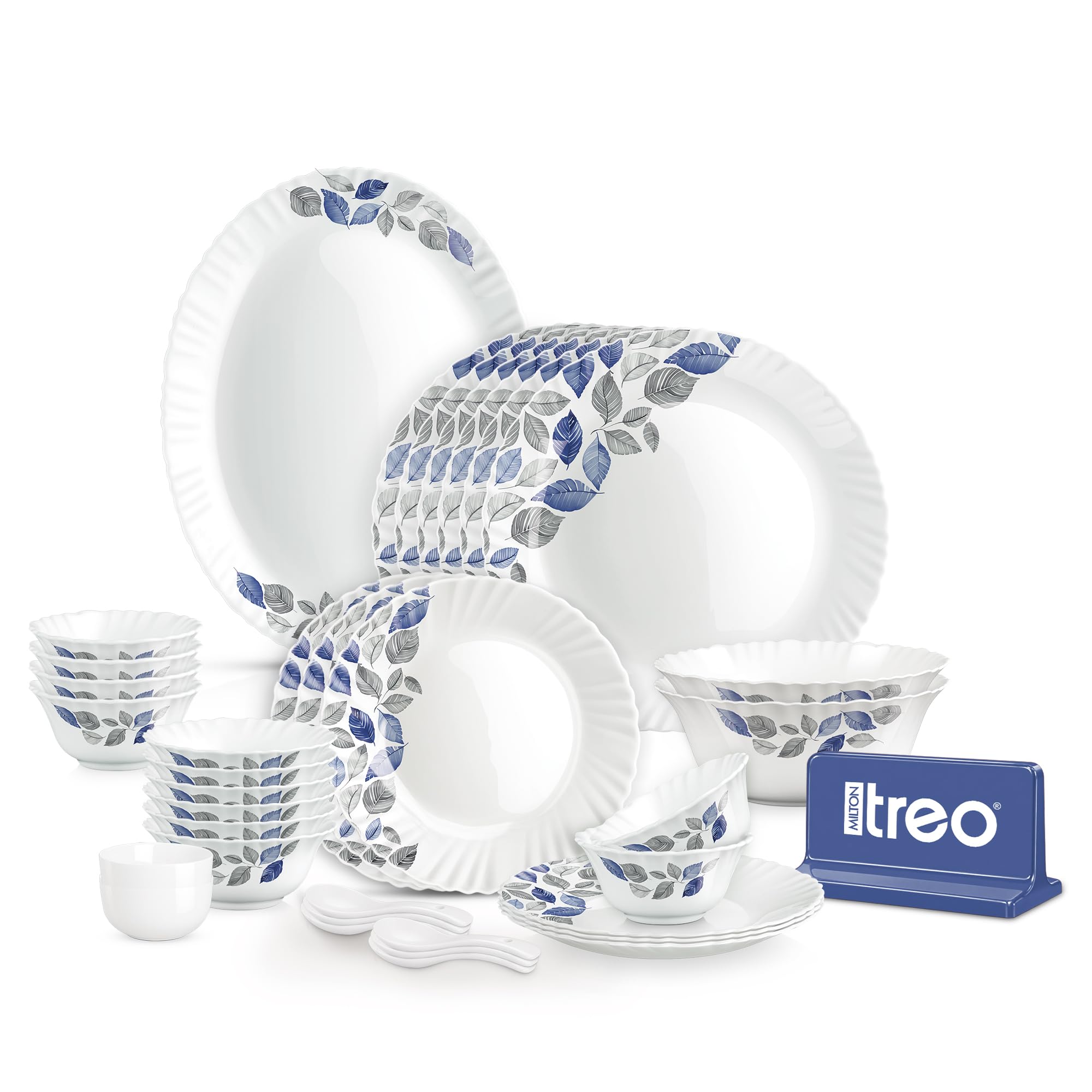 Treo Milton Opalware Dinner Set - 35 Piece, Dishwasher Safe -16
