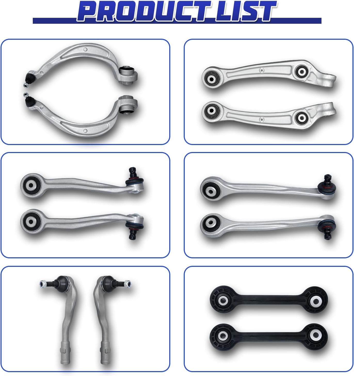12 PCS Front Upper Lower Forward Rearward Control Arms Ball Joint Sway Bar Tie Rod Suspension Kit Replacement For 2012-2016 Audi A4 A5 RS5 S4 S5 Q5 A4 Quattro A5 Quattro