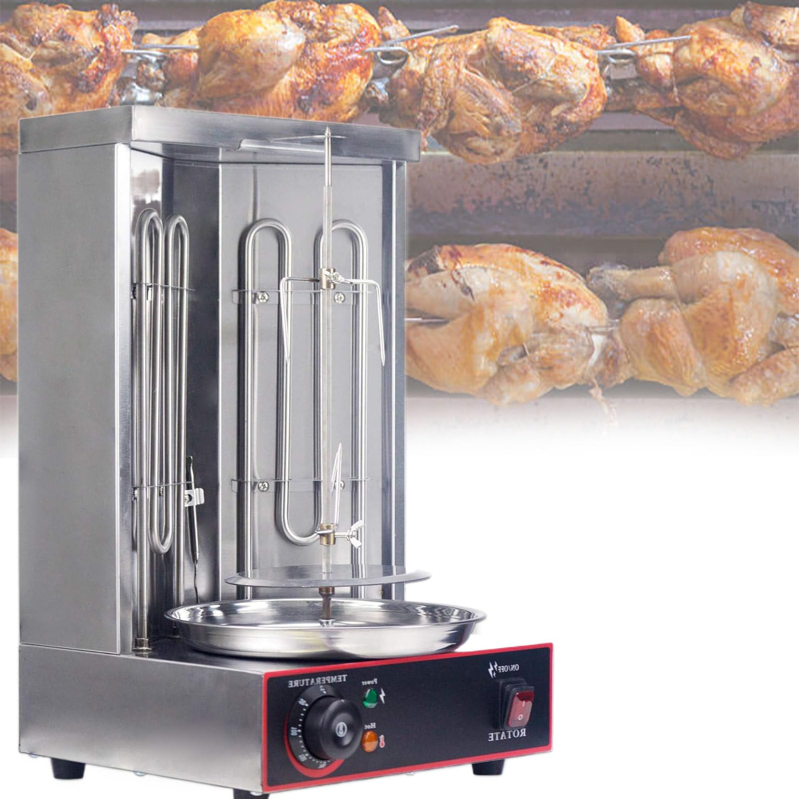 Grill Vertical électrique, Four à Rôtissoire Gyroscopique Kabob Grill, pour Rôti de Poulet, Rôti de Dinde, Tacos, Rôti, Bœuf, pour Cuisine de Restaurant à Domicile,220V