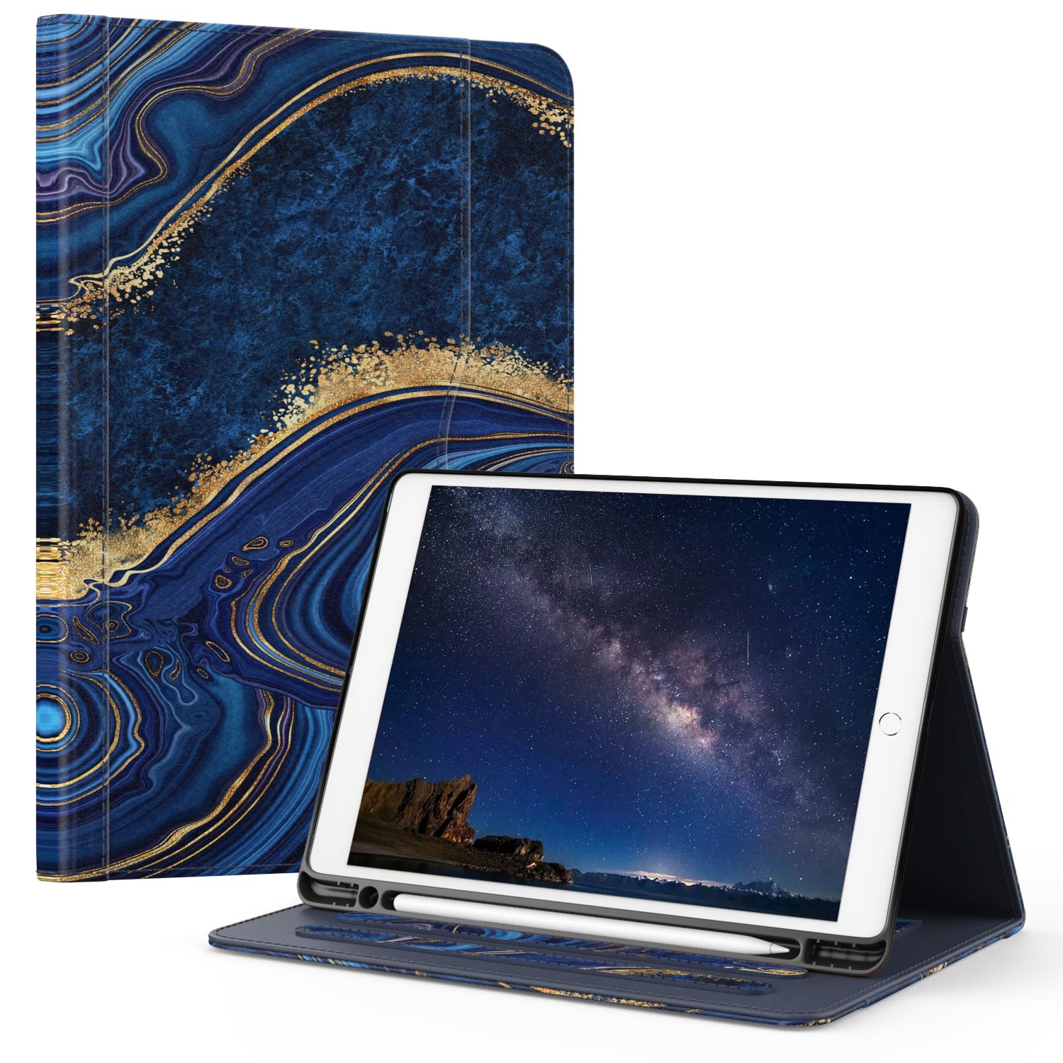 OKP Case for iPad 9th Generation 2021 / 8th Generation 2020/ 7th Gen 2019 10.2 inch Case with Multi-Angle Viewing PU Leather Flio Stand Cover with