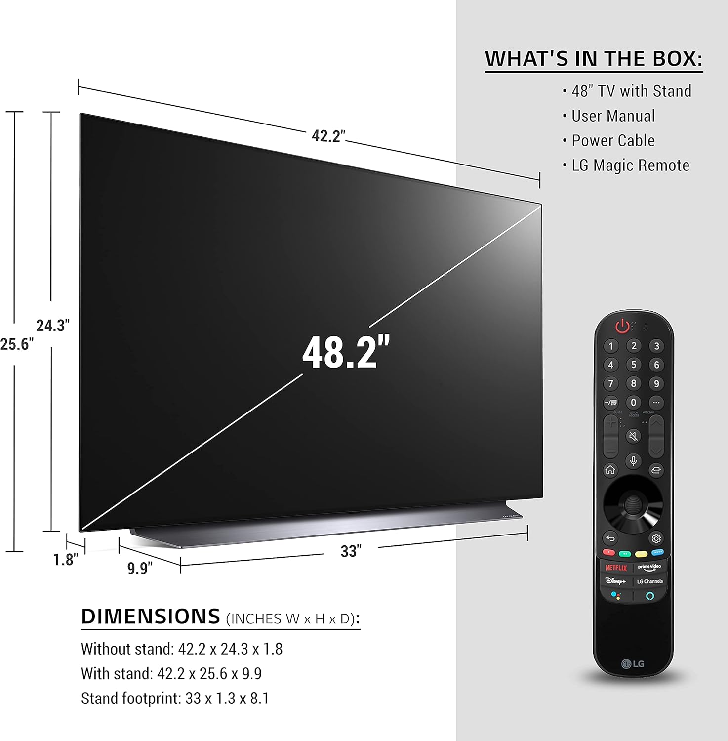 LG OLED48C1PUB / OLED48C1AUB Alexa Built-in C1 Series 48" 4K Smart OLED TV (2021) (Renewed) 48 inch