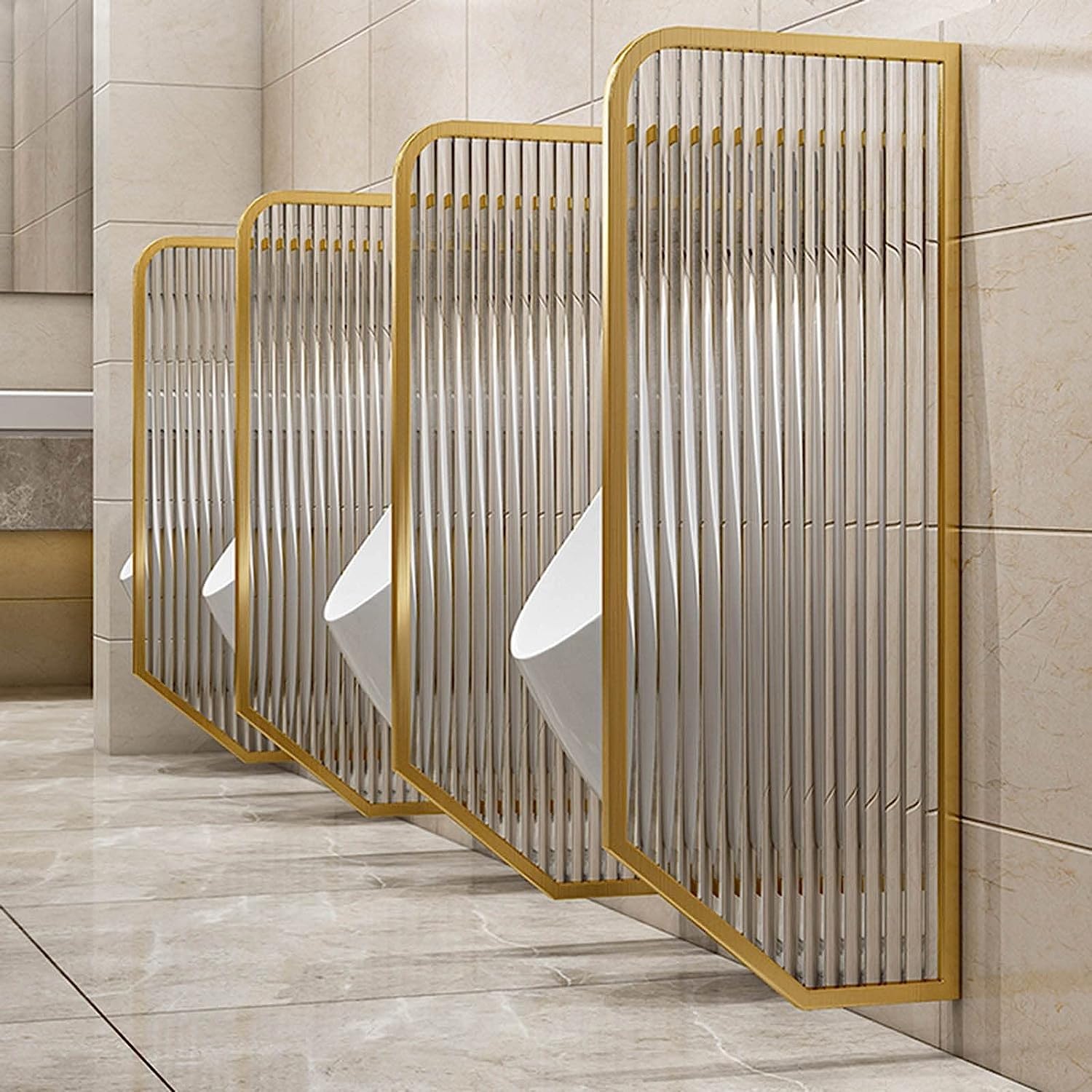 AYCDL Urinal Privacy Screen Wall Mounted Urinal Baffle, Modern Simple Public Toilet Men's Toilet Urinal Partition, Tempered Glass Urinal Partition Extender,Gold-1pcs