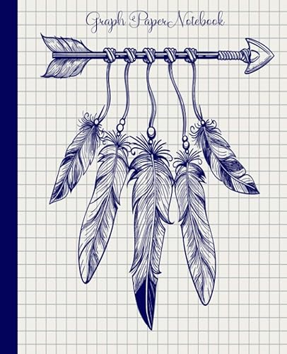 Graph Paper Notebook: Boho Feathers Grid Paper Notebook/Journal|7.5x9.25/110 Pages|5x5 graph paper|Use to Sketch, Draw, Design, Record Dreams, ... Idea for Shabby Chic, Artists or Boho Lovers
