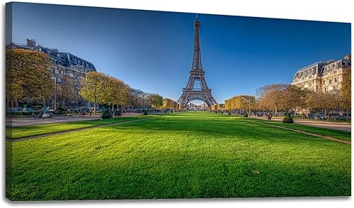 Miniatura 23 de 24"x 48" Canvas Wall Art Fake Window Vintage Travel Eiffel Tower Architecture Paris France Framed Pictures Painting Prints Large Wall Art for Living