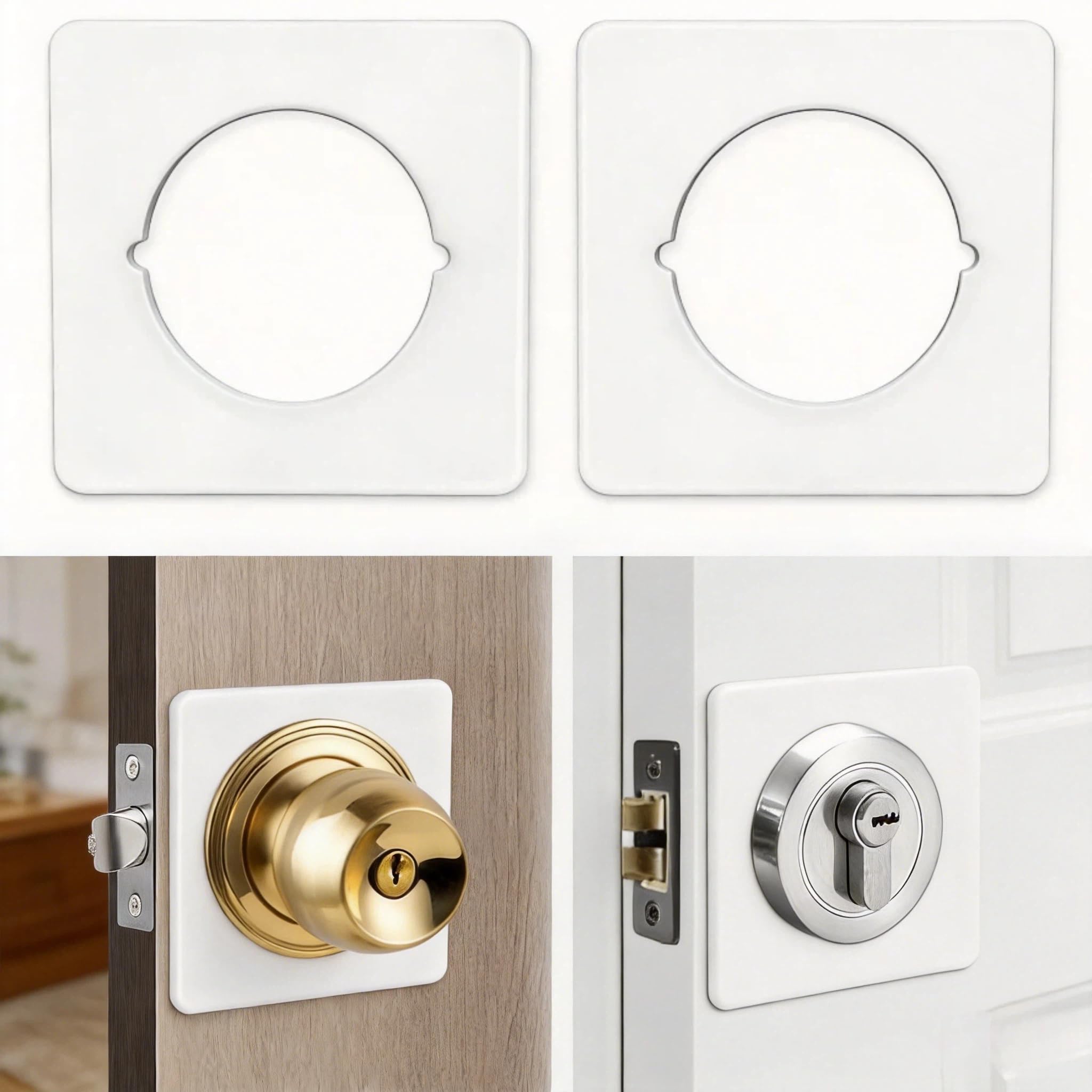 Door Knob Plates Square Version, Door Reinforcement Plate 2 Pack