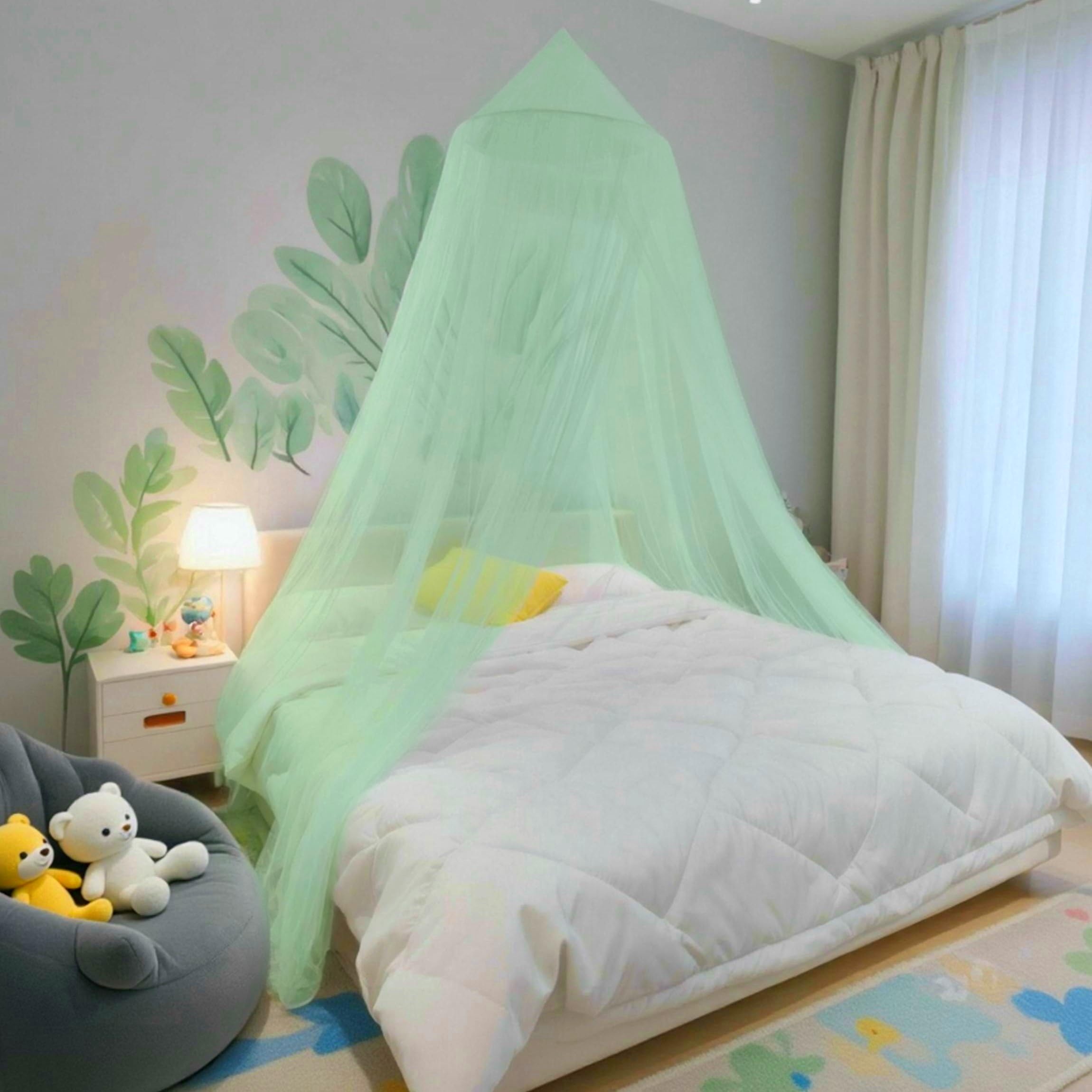 Eimilaly Betthimmel Moskitonetz, Betthimmel für Mädchen Zimmer Dekoration - Insektenschutz hängende Baldachin für Erwachsene, Babys, Outdoor Camping, Green