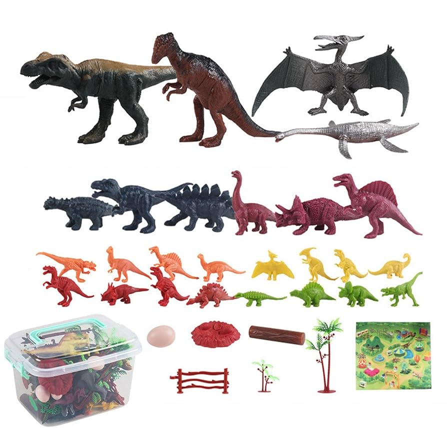 恐竜フィギュア　おもちゃセット　まとめ売り 大小合わせて恐竜は55体 Amazon.co.jp: 恐竜 おもちゃ フィギュア 恐竜 玩具