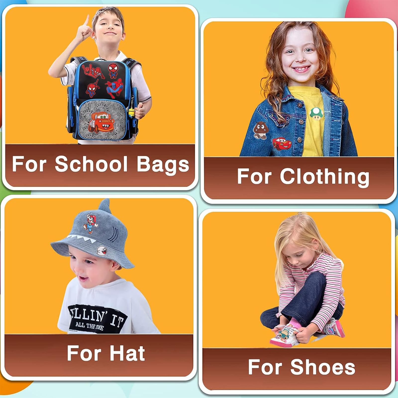 22 stuks opstrijkbare patches voor kinderen, cartoon, geborduurde patch voor kleding, doe-het-zelf, rugzakken, jeans, T-shirts