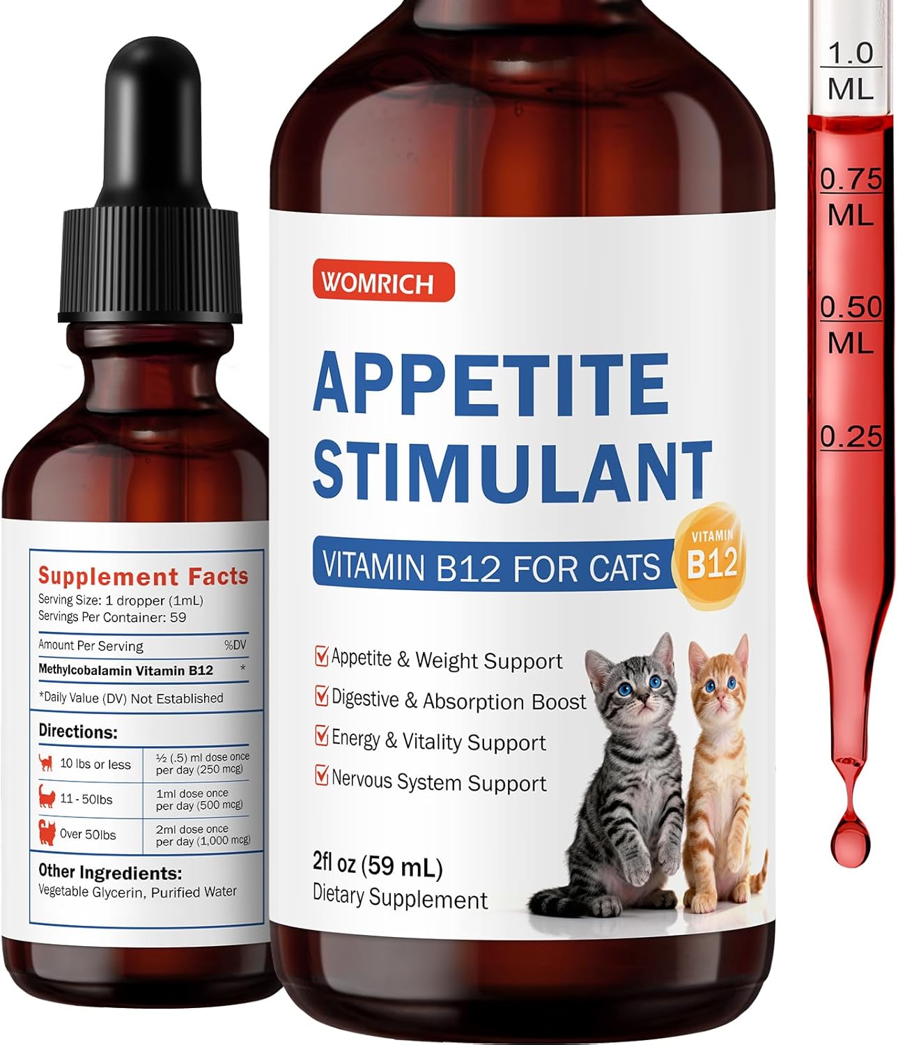 Cat Appetite Stimulant, Methylcobalamin Vitamin B12 for Cats – for Energy, Appetite & Red Blood Cell Support – Treatment of EPI in Cats