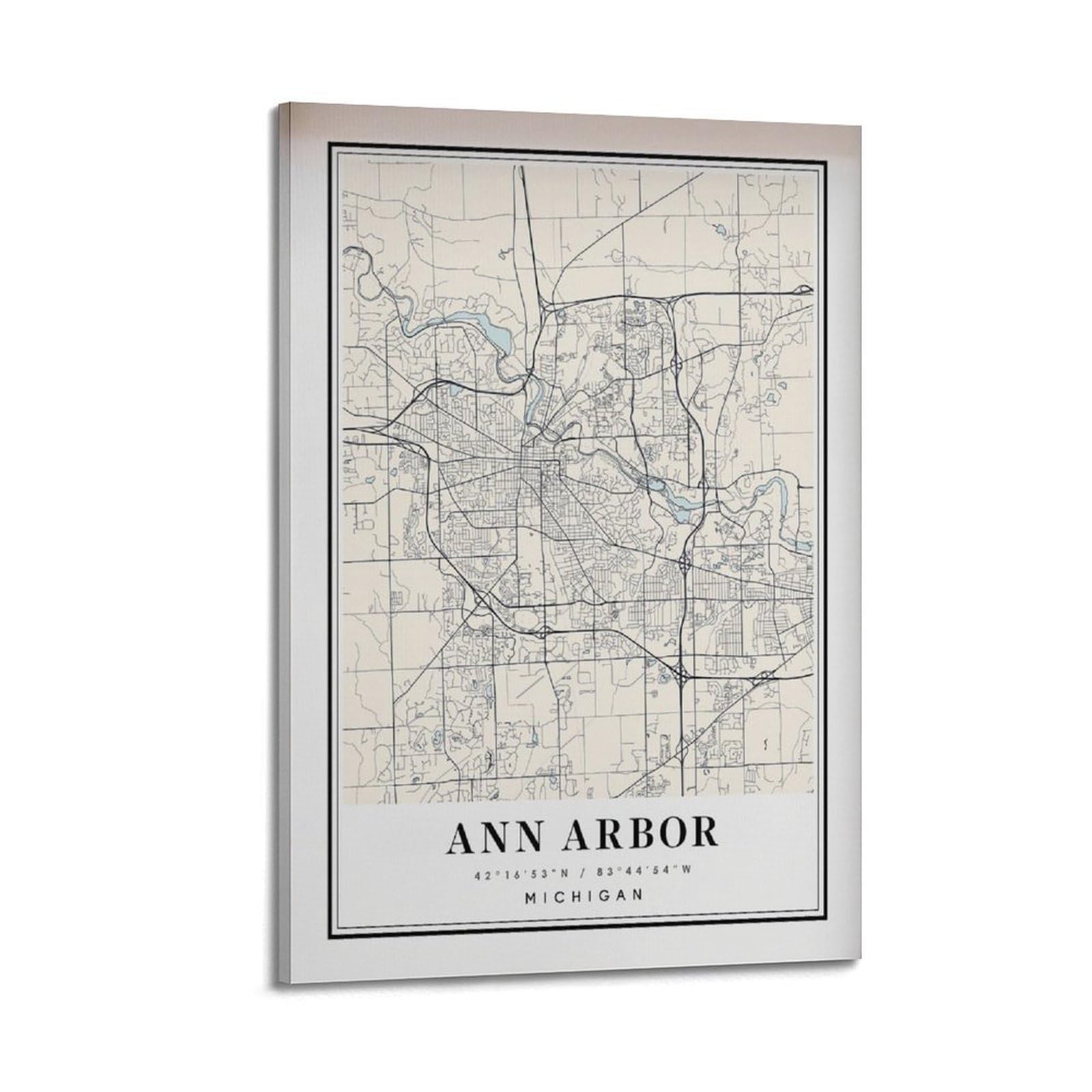 xiaoxiaoshen Ann Arbor Michigan Map Canvas Poster Wall Art Prints Room Aesthetic Murals Bedroom And Living Decorations 20x30inch(50x75cm)