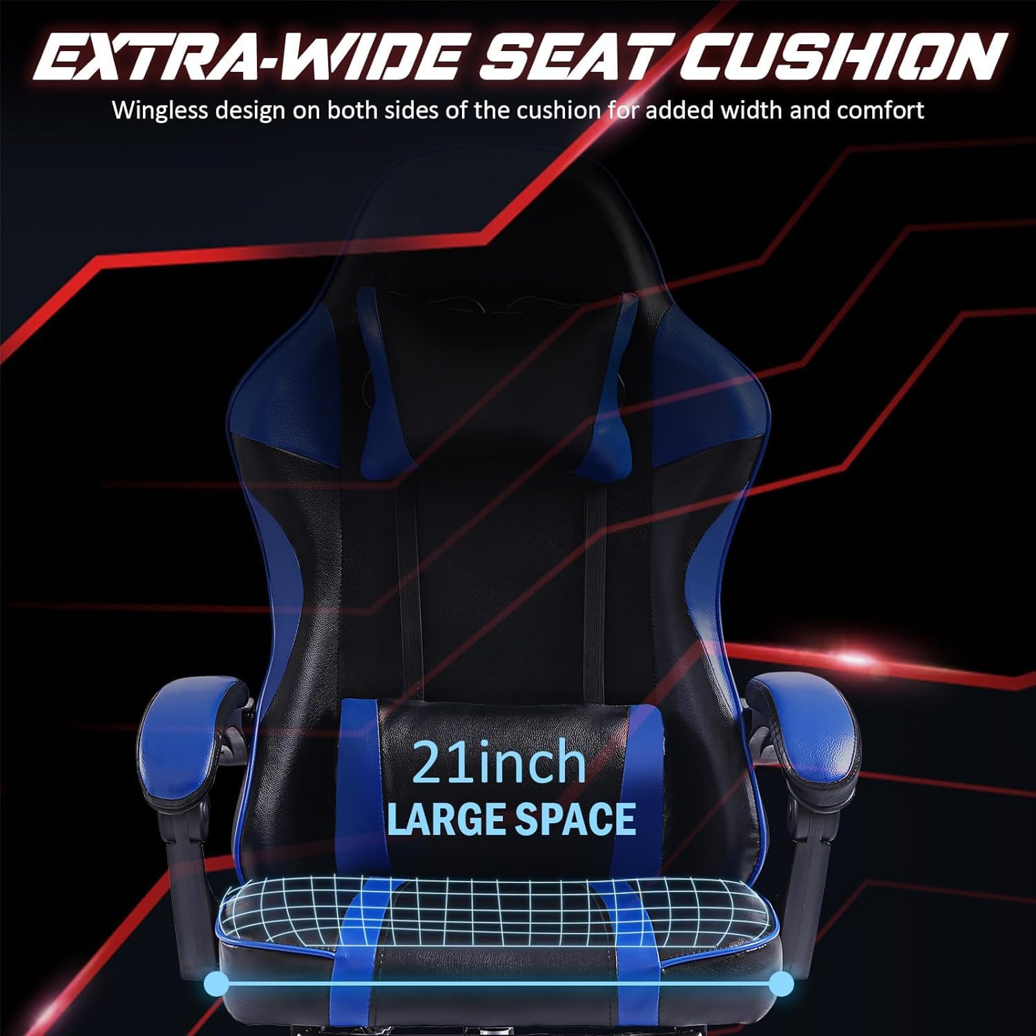 Electronic Gaming Chair with Footrest, Adjustable Lumbar Pillow Headrest, for Living Room, Office, Bedroom, Study(25.98