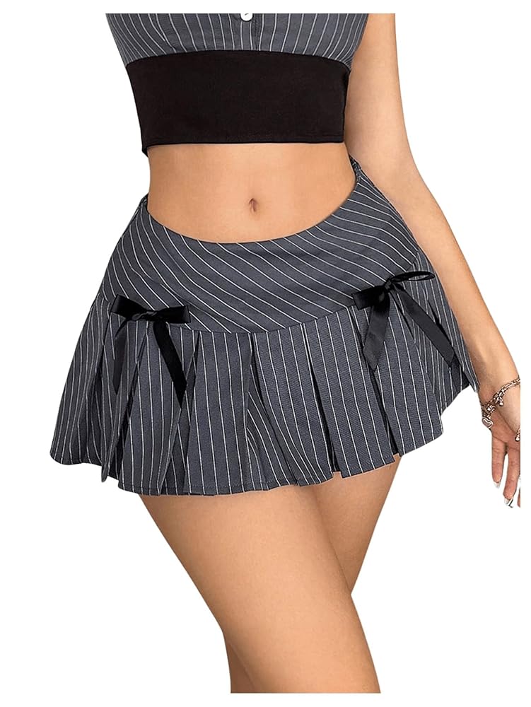 Amazon.com: Milumia Women's Striped Bow Low Waist Mini