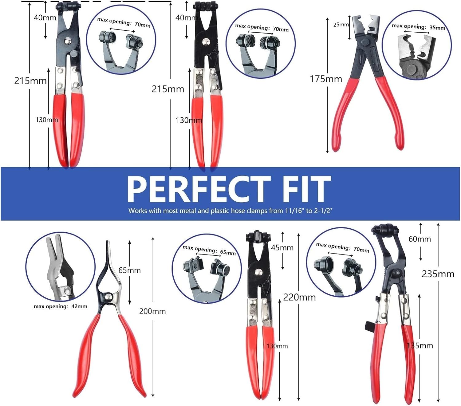 9Pcs Hose Clamp Ring Plier Clip Set Flexible Cable Plier Swivel Jaw Tool Remover Auto Hand Tool Set