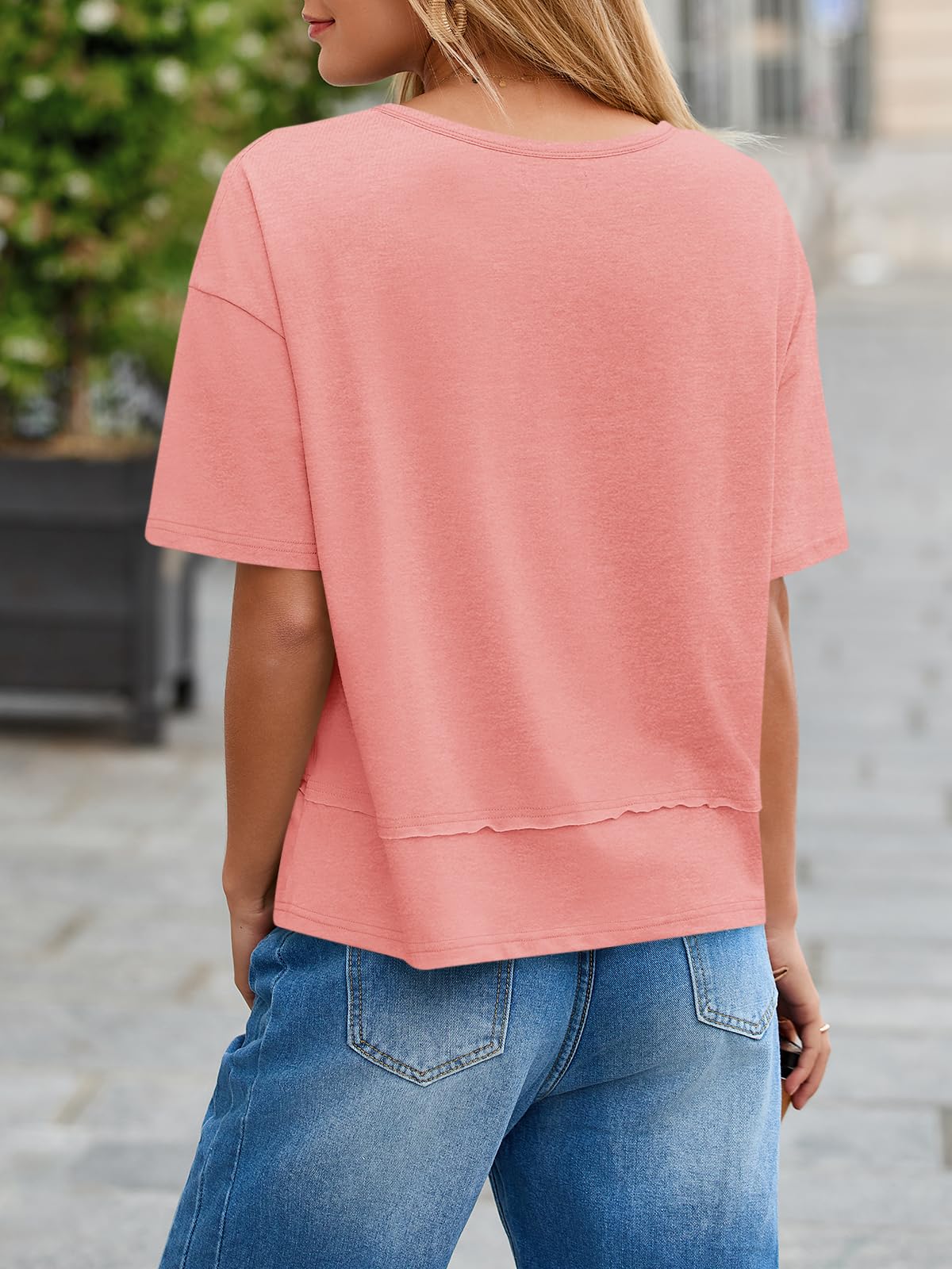 Cicy Bell Maglietta estiva da donna con scollo a V, vestibilità ampia, oversize, casual