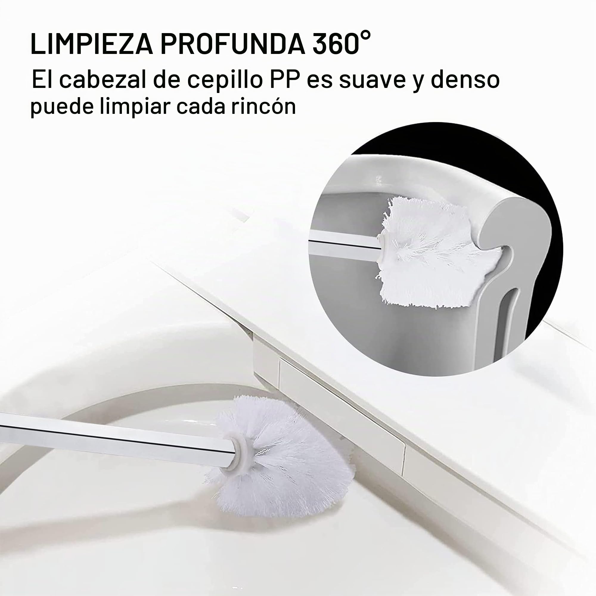 escobilla para Inodoro Cuadrada de Vidrio, escobilla para Inodoro de Pared cromada, Juego de Inodoro portaescobillas de Acero Inoxidable Montaje en Pared con Soporte de Pared Perforado
