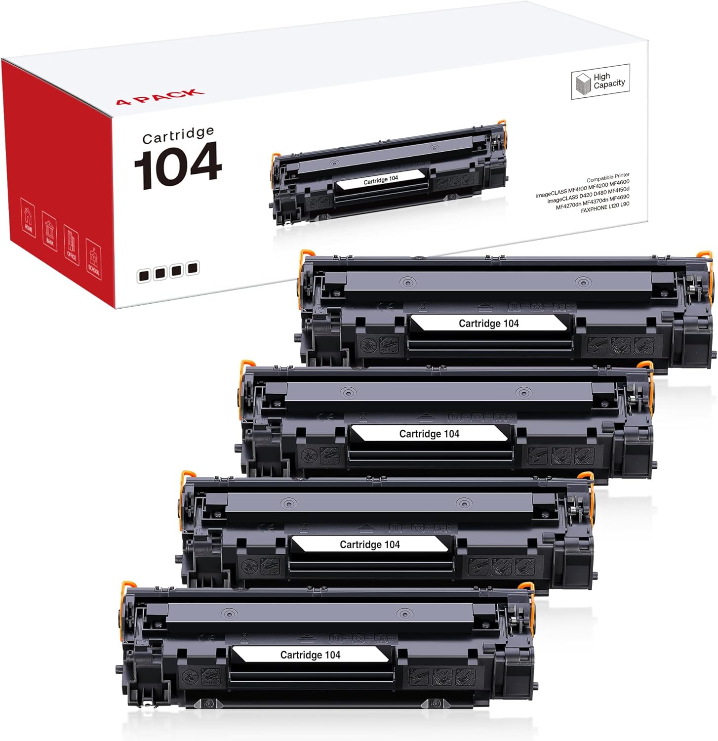 4-Pack 104 Black Toner Cartridge Replacement for Canon 104 CRG104 ImageClass D420 D480 MF4350D MF4370DN MF4150 MF4270 MF4690 Laser Printer 4-Pack 104 Black Toner Cartridge Replacement for Canon 104 CRG104 ImageClass D420 D480 MF4350D MF4370DN MF4150 MF4270 MF4690 Laser Printer