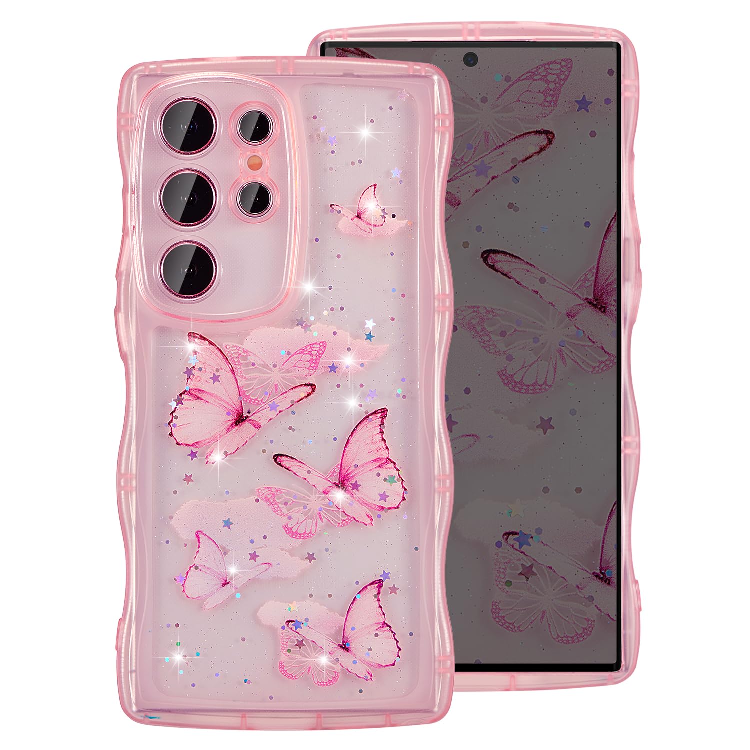 Miyonsin Glitter Case For Galaxy S23 Ultra, Transparent Bling Glitter
