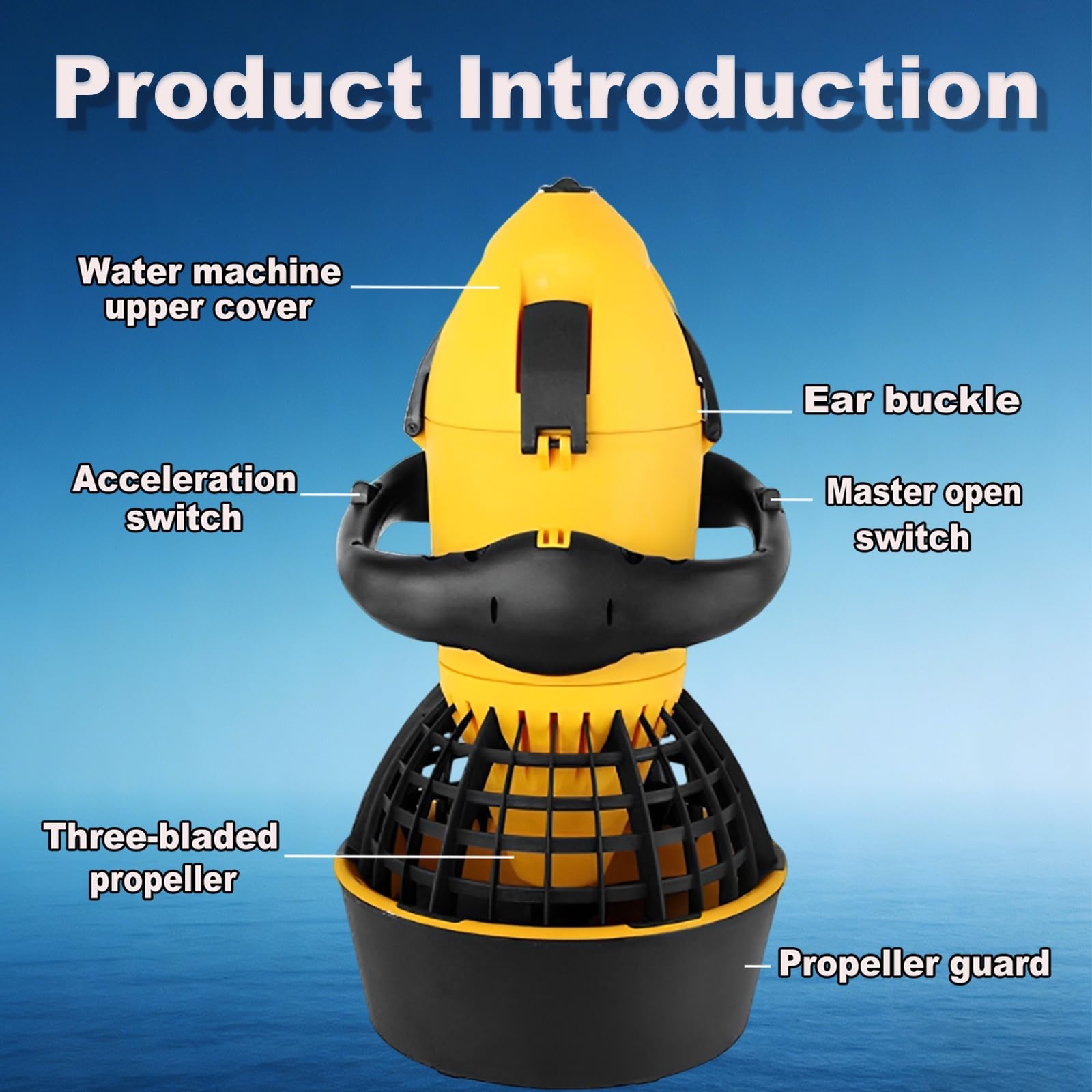 Propulsor eléctrico subacuático de 500 W, Resistente al Agua, de Doble Velocidad, Apto para Profundidades de hasta 25 Metros, Equipo para Deportes acuáticos y Aventuras