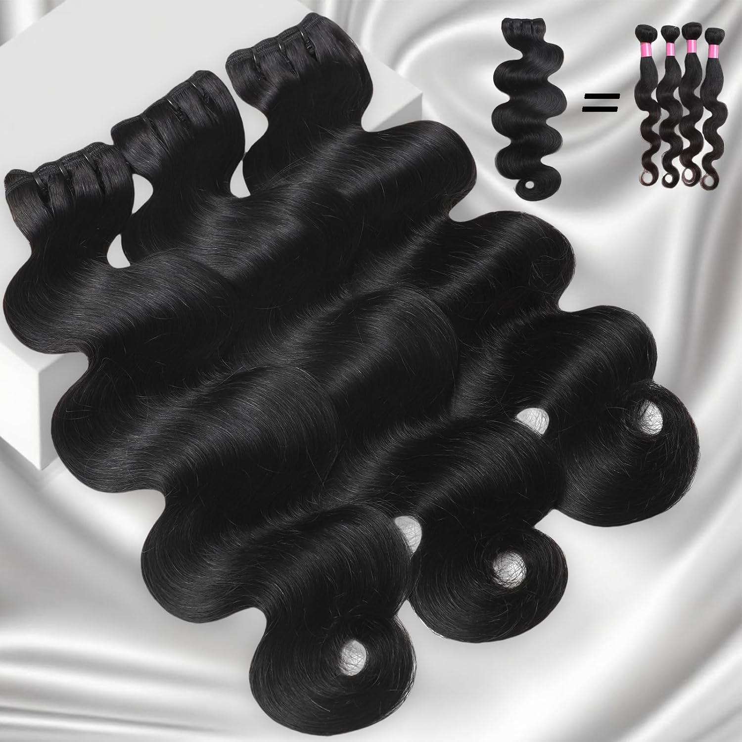 16A Raw Indian Human Hair Bundles 16 18 20 Inch Thick Raw Body Wave Bundles Human Hair Weave,4X Lifespan,100% Unprocessed Cuticle Aligned,Reusable Multiple Washes Keep Texture Silky Soft