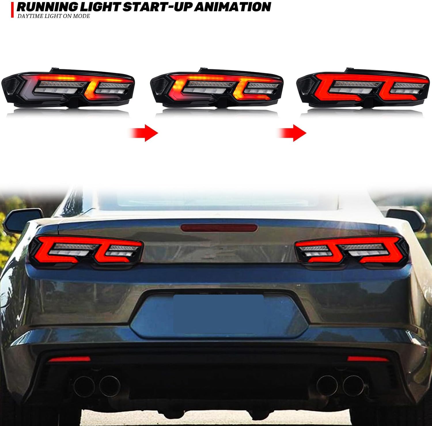 New Accessary for Chevrolet Chevy Camaro 2019-2024 LED Tail Lights SS ZL1 LT Clear Rear Lamps Sequential Signal Start-up Animation Replacement Kit Assembly