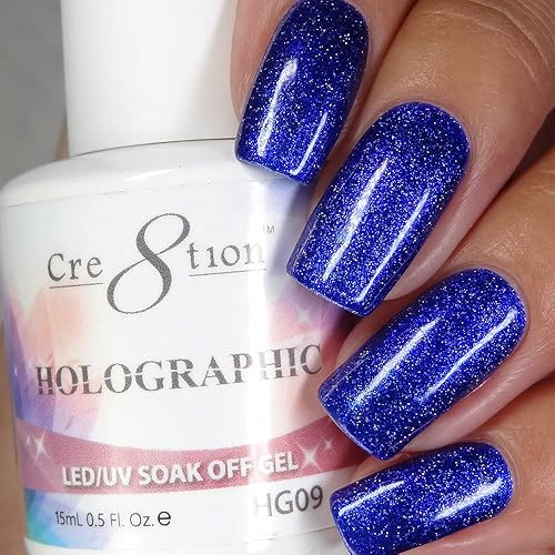 HG09 Cre8tion - Colección holográfica Soak Off Gel fácil aplicación curado por LEDUV, 0.5 onzas líquidas
