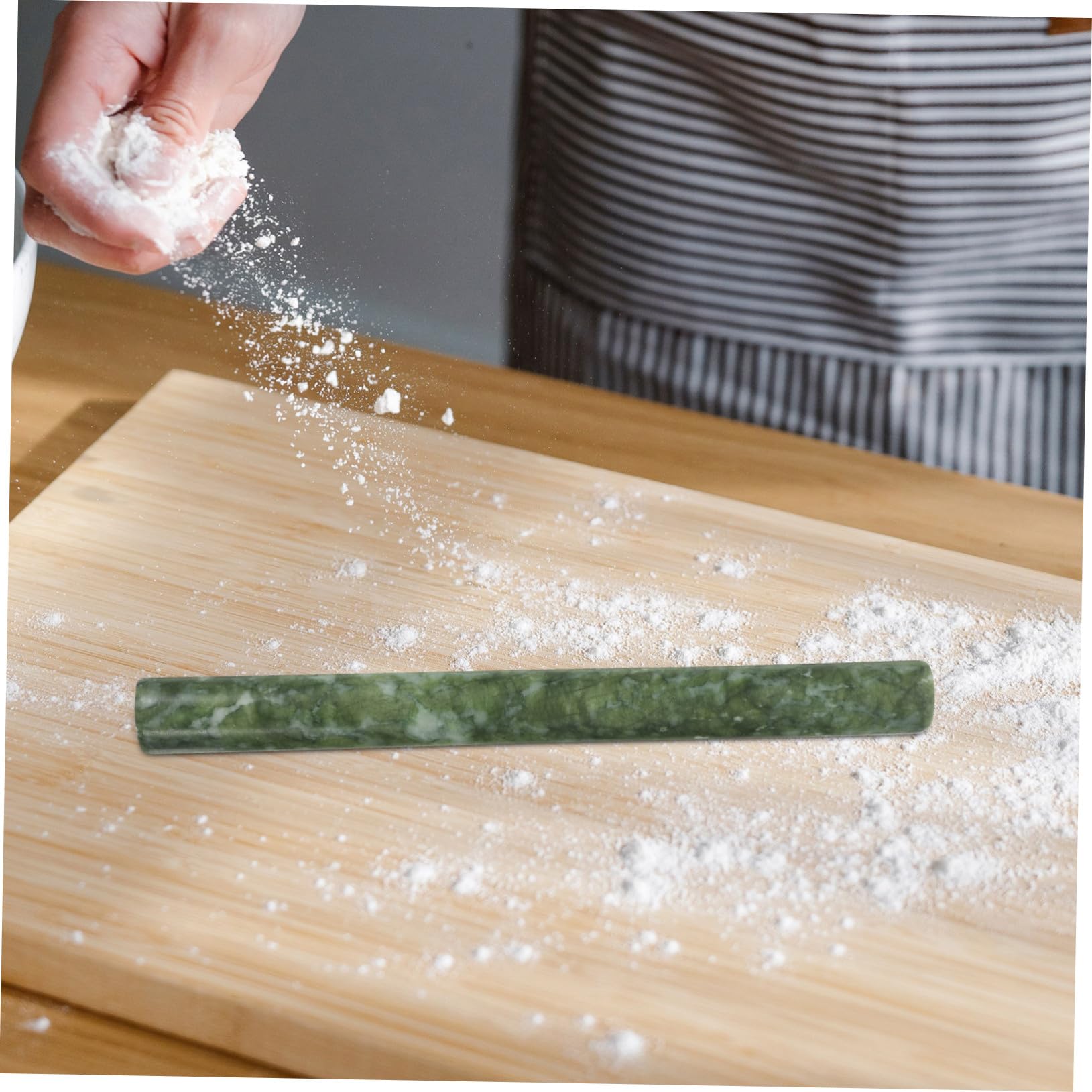 Rodillo de Jade Auténtico para Masa y Pasta, Material Resistente Superficie Antiaherente, 2 Piezas Ideales para Amasar y Preparar Dumplings en Cocina Doméstica