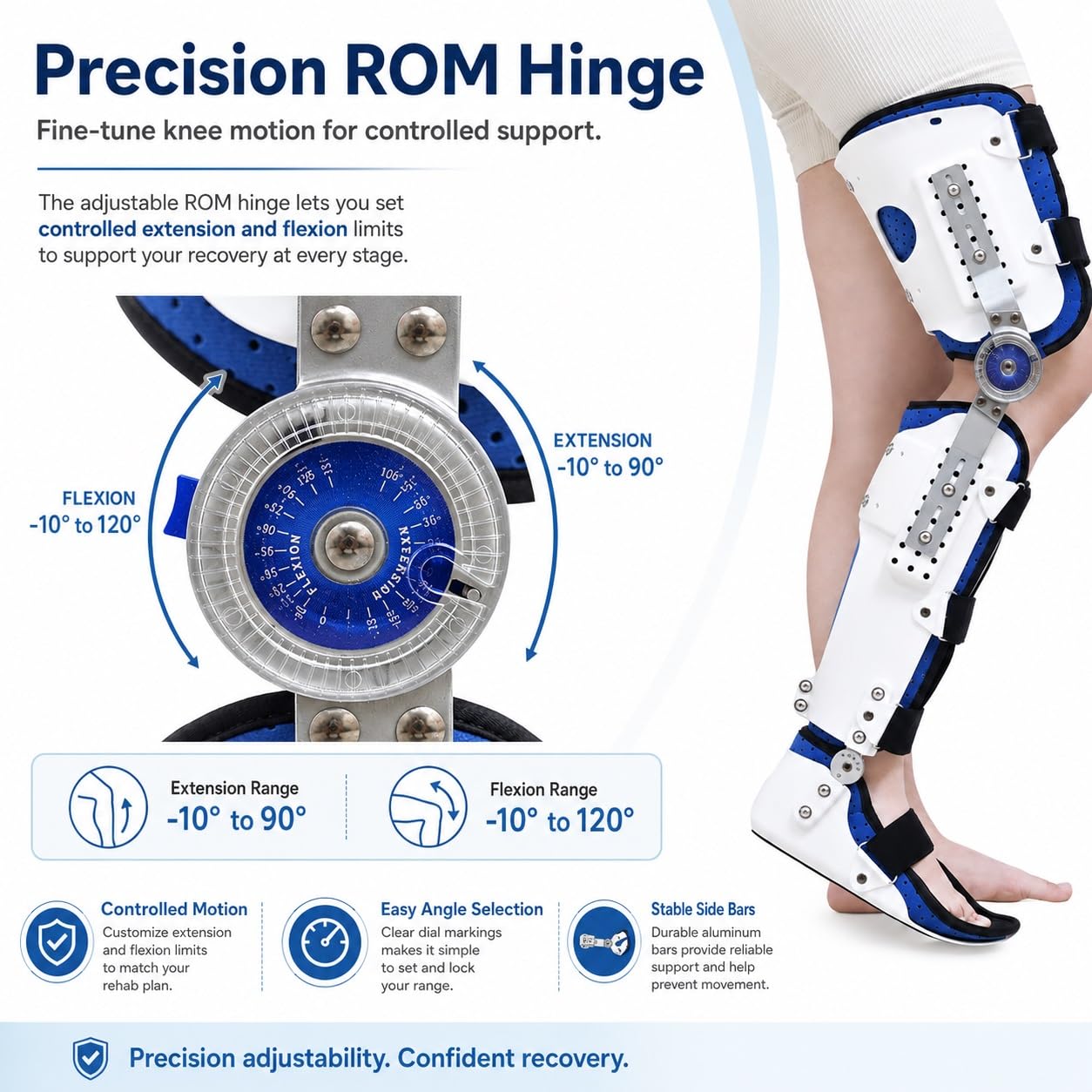 Generico Ortesi Regolabile, Supporto Gamba Intera (Ortesi Destra, L)
