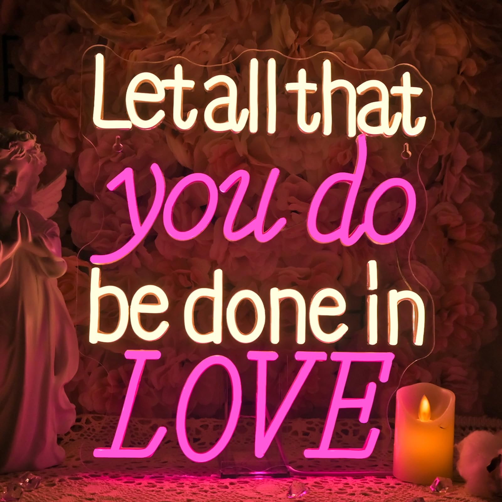 DREAMFORT Let all that you do be done in Love Neon Sign Led Sign with USB Powered for Wedding Betrothal Wedding Reception Cafe, Church, or Party, USB-Powered Versatile Room & Event Decoration โ image 1