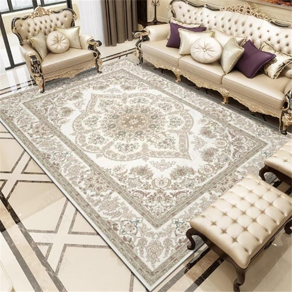 Tapis de chambre adulte antidérapant 160x230 motif floral grand tapis de sol gris de salon