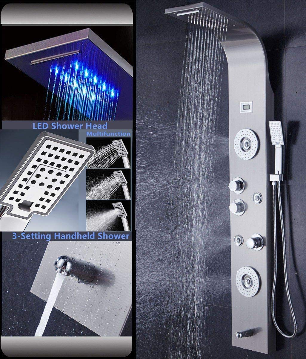 Luxe 31 inch grote LED doucheset inclusief massage functie en waterval - Chroom - | Specialist in watervakranen - kopen