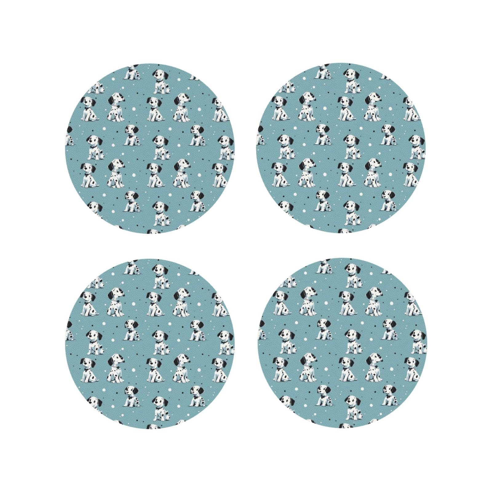 Smazdfxx Women's As Pic Leather Coasters Set Of 4 - Cute Spotted Puppy Dog Print Lightweight Drink Coasters For Desk