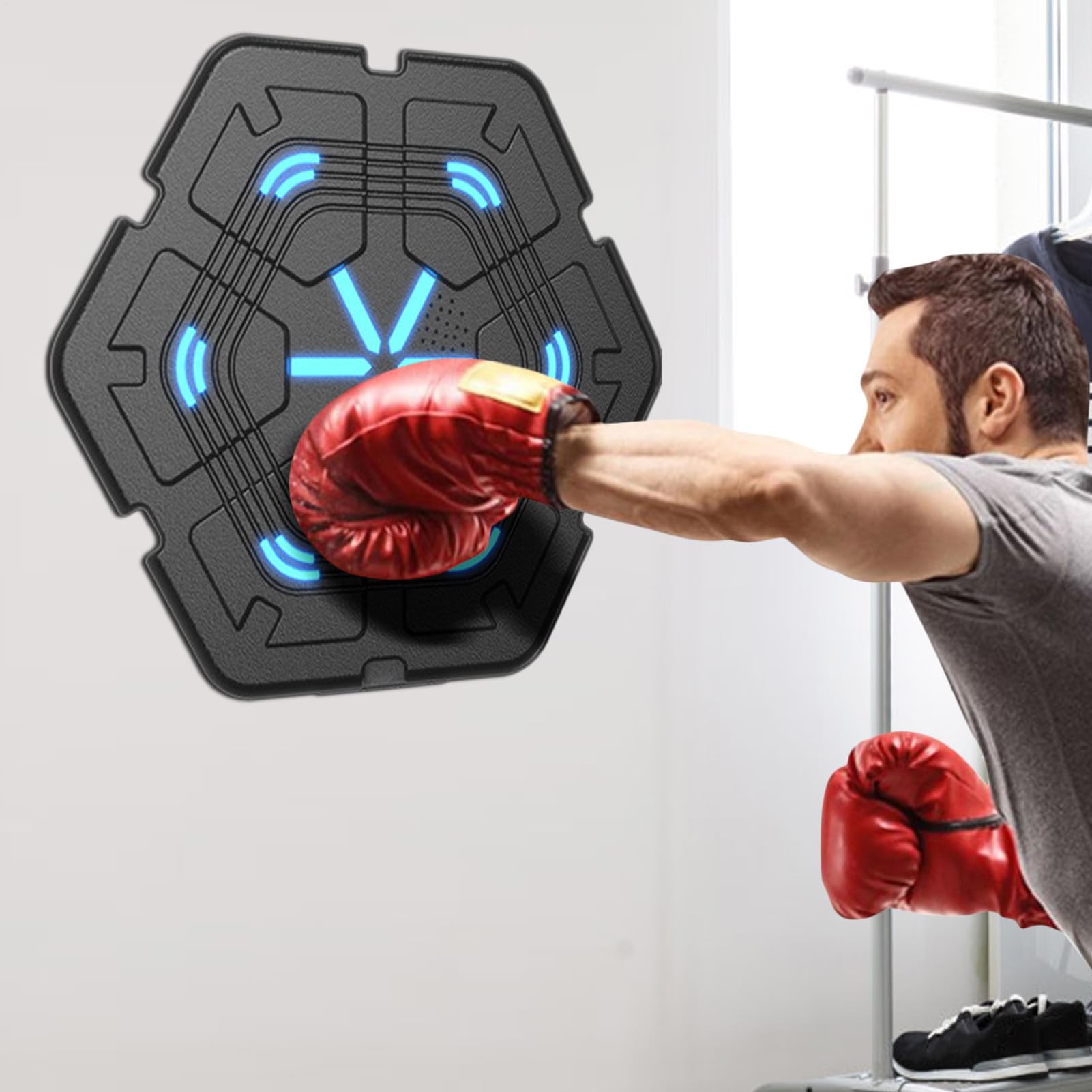 Máquina de Boxeo Musical Entrenamiento de Pared | Boxeo Musical Electrónico Máquina de Entrenamiento con Cojines de Boxeo 2000mah Recargable de Pared para Adultos Enfoque