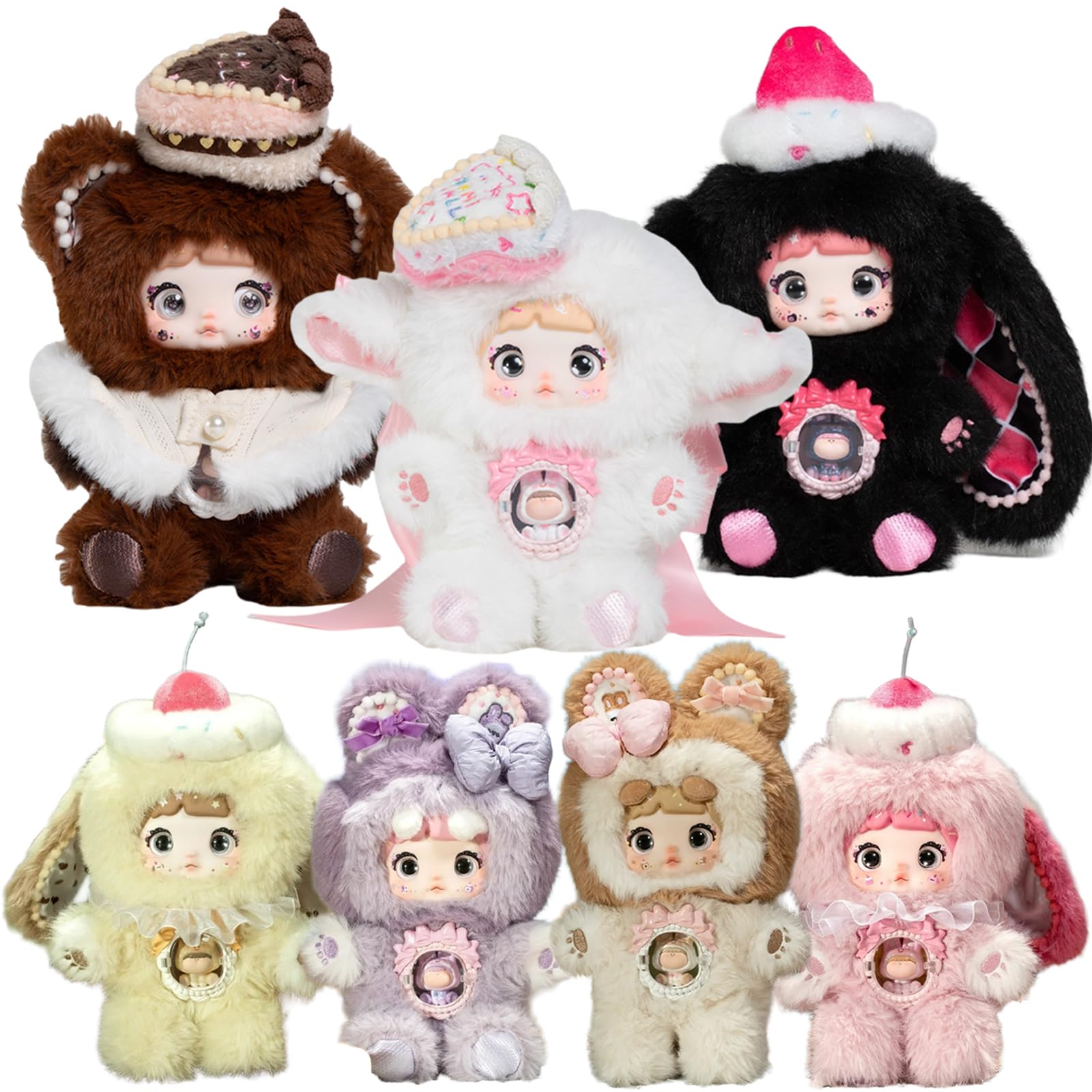 Nommi A Bite of Sweetheart Series Blind Plush Toys Box, 1 of 7 Possible Styles, 6 Regular and 1 Hidden Model for Collection (Pack of 1)