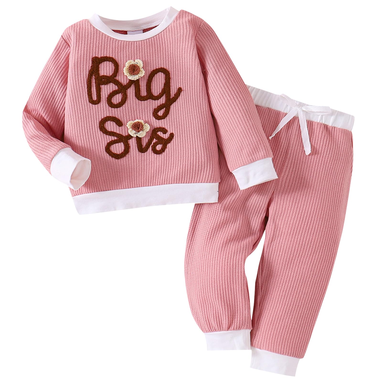Winmany Große Schwester, kleine Schwester, passende Outfits, Kleinkind, Mädchen, Rosa, langärmelig, Sweatshirt, Oberteil, Hose, Set, Herbst und Winter