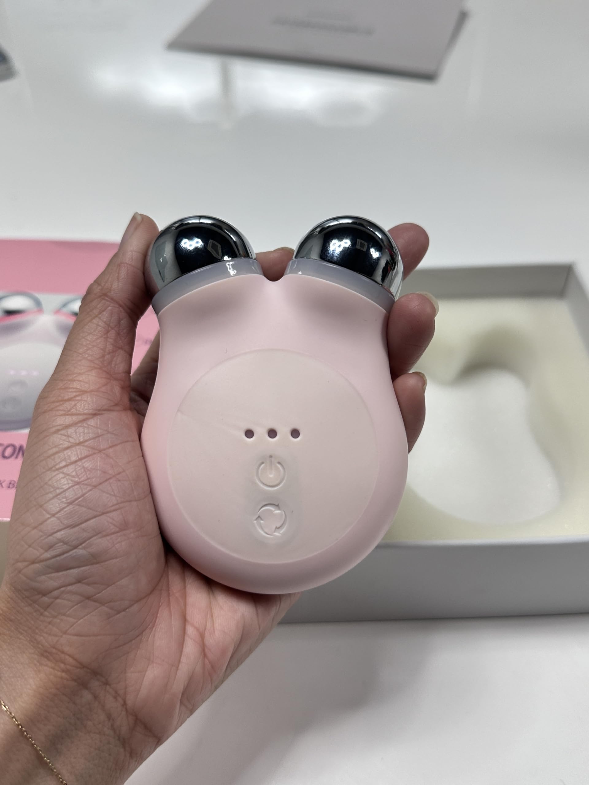 Mikrostrom-Gesichtsstraffer EMS-Rotlicht-Therapie-Massagegerät, Gesichts- und Kiefermuskeltrainer | Gesichtsstraffung | Anti-Aging-Gerät | Mikrostrom gegen Falten, Hautstraffung