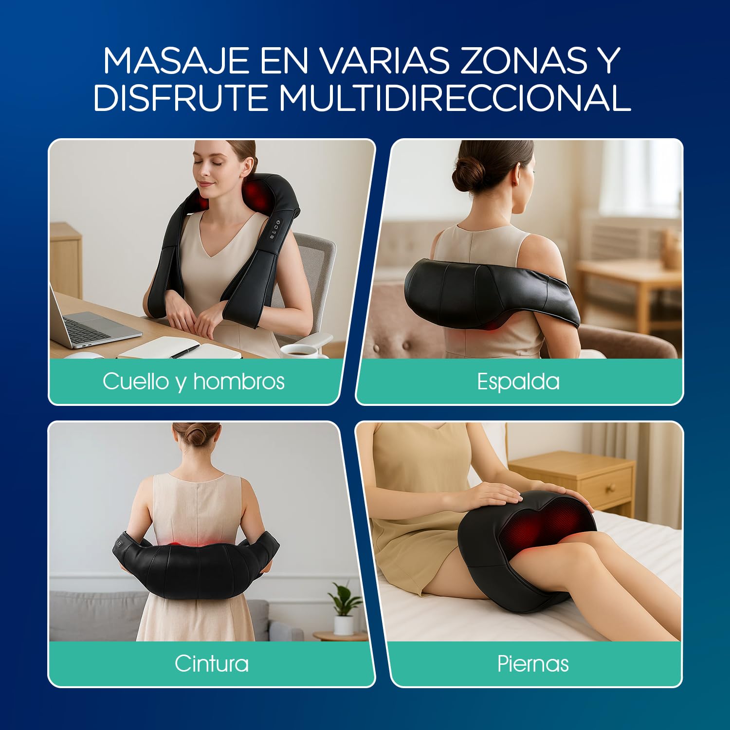Masajeador Cervical Shiatsu Eléctrico para Cuello y Hombros Negro