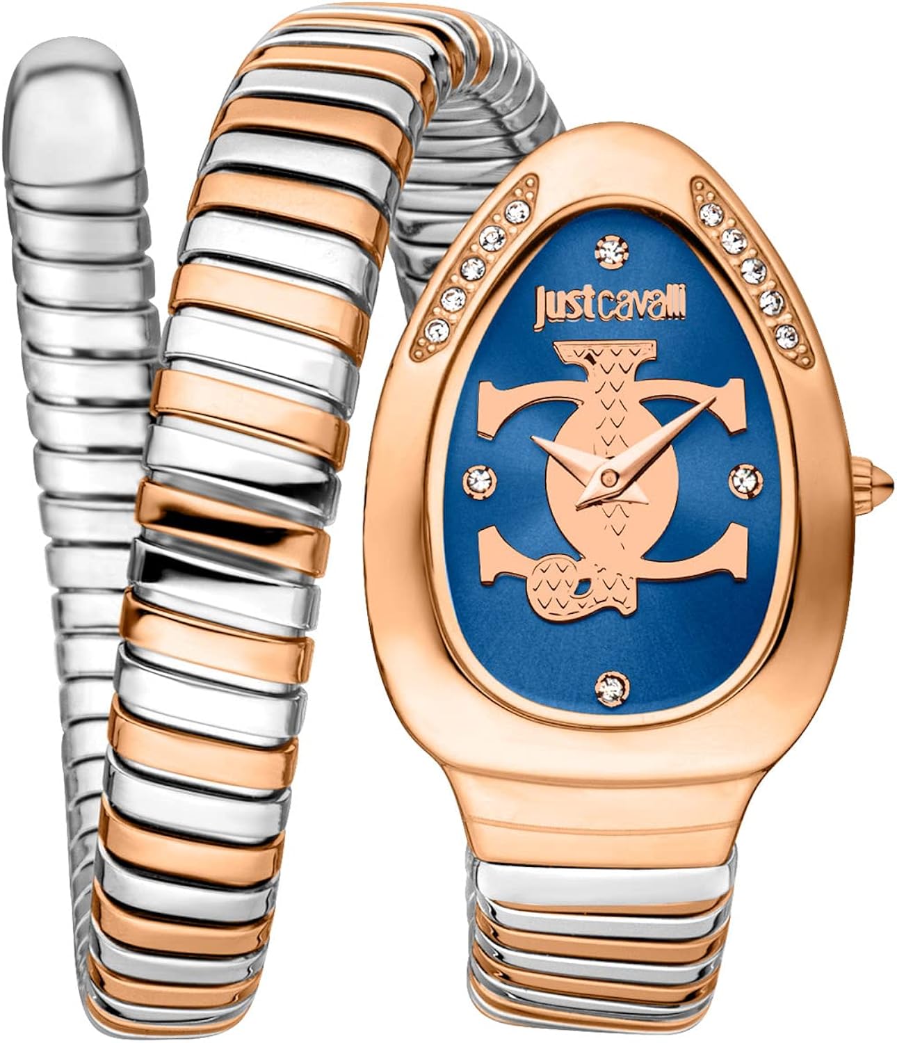 Just Cavalli Signature Snake Serpente logo - Orologio elegante da donna al quarzo moda bracciale flessibile giro singolo e cassa in acciaio inox Just Cavalli Signature Snake Serpente logo - Orologio elegante da donna al quarzo moda bracciale flessibile giro singolo e cassa in acciaio inox