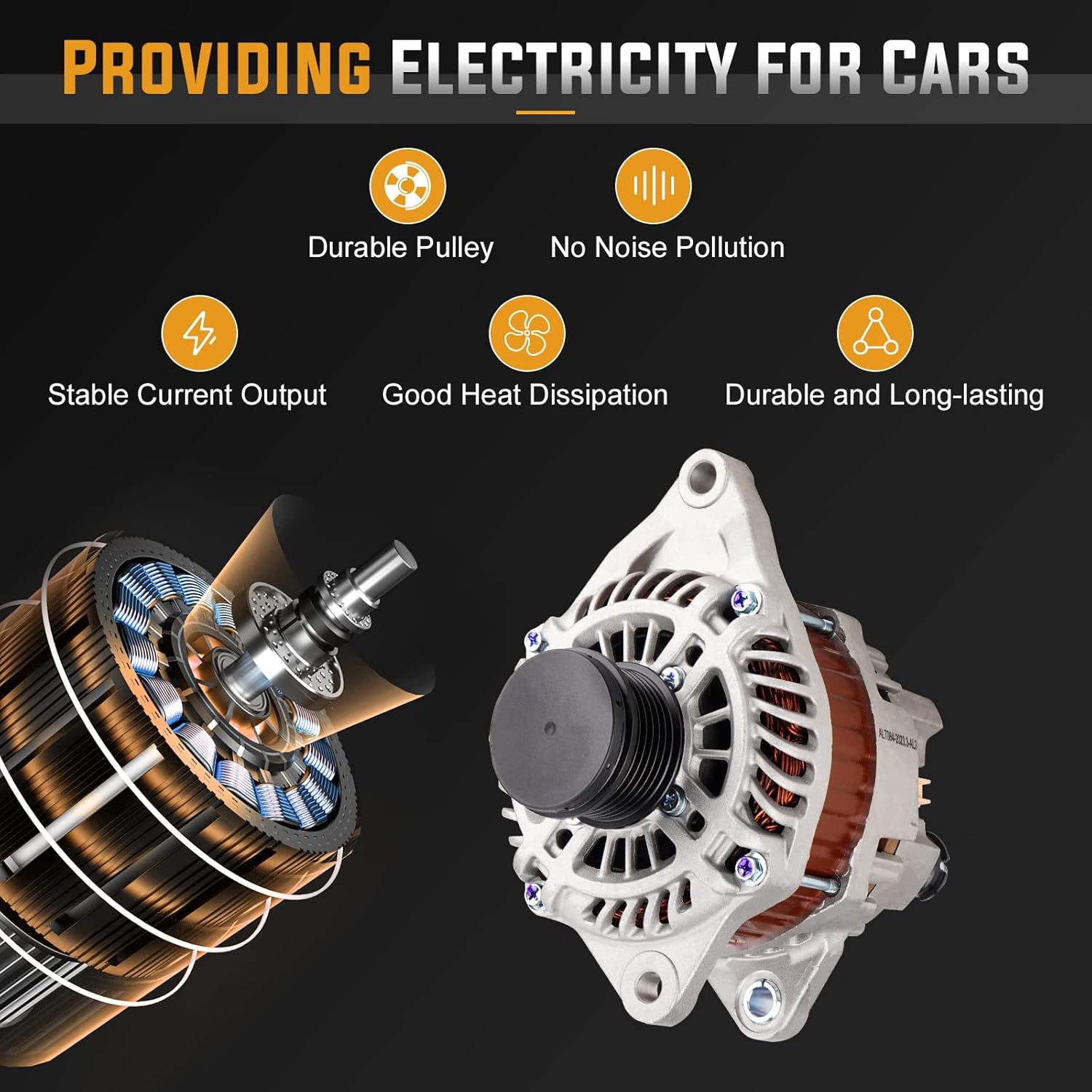 New Alternator for 2007-2017 Jeep Compass Patriot 2.0 2.4L, 2008-2013 Dodge Avenger 2.4L, 2017-2012 Caliber 1.8L 2.0L 2.4L, 2011-2013 Chrysler 200 2.4L, 2007-2010 Sebring Replace# AMT0194 400-48056