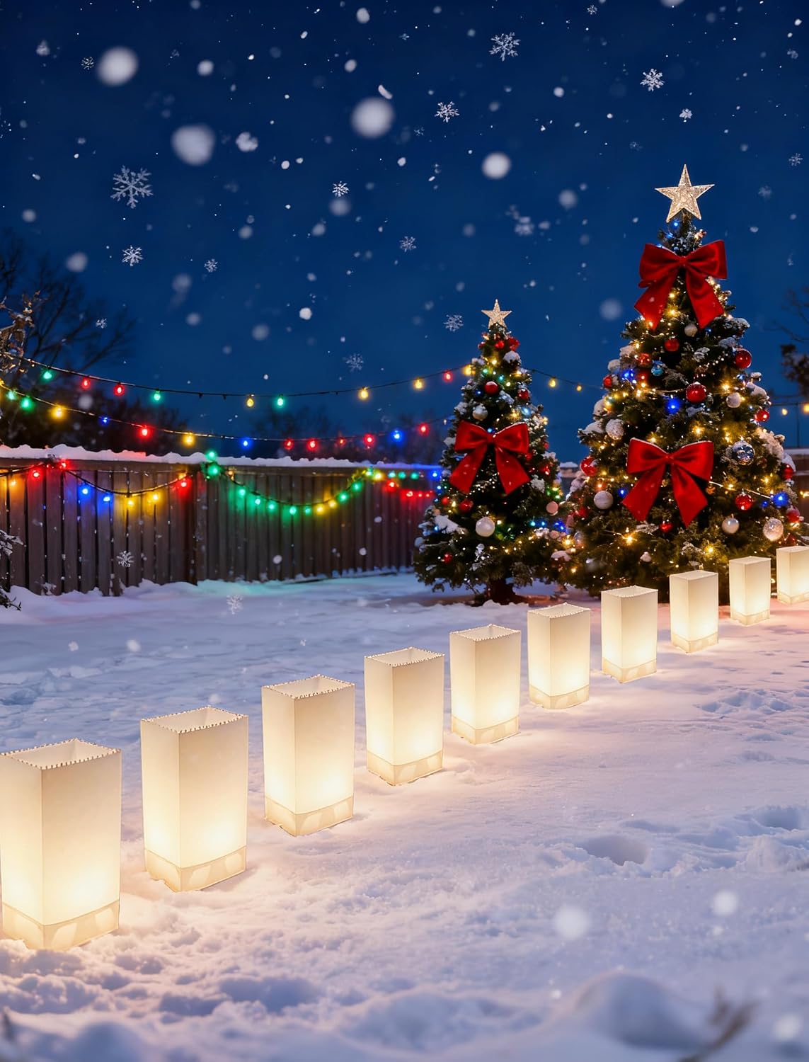 10PK Christmas Pathway Lights, 16FT LED Luminary Bag Lights image 4